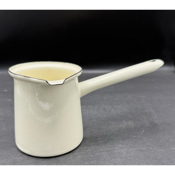 Chaiwalla Off White Enamel Coffee Pot Enamelware Butter Syrup Turkish Coffee - Picture 1 of 8